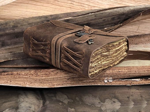 Cuero Leather Journal, 200 Blank Page Vintage Leather Journals for Men & Women, 4 x 6 Inch Journaling Notebooks, Leather Bound Journal with Lock for Writing, Travel Gift, Sketchbook Deckled Edge Paper by cuero