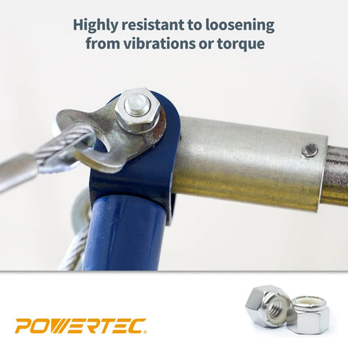 POWERTEC QLN1101 Nylon Insert Lock Nut Set, 1/4"-20, 18-8 304 Stainless Steel, 50 Pack