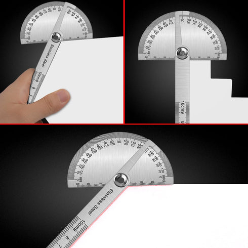 Atoplee Stainless Steel Protractor 0-180 - Adjustable Angle Finder Ruler for Woodworking
