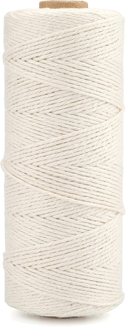 G2PLUS White Cotton Cooking Twine String, 1MM, 656Feet Food Safe Butchers Twine for Tying Meat