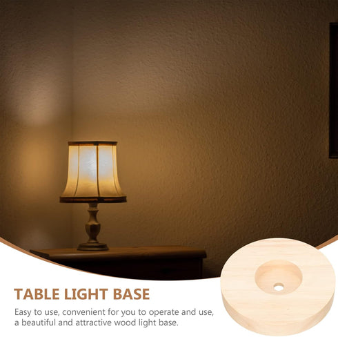 YARNOW Circular Wooden Base for Table Lamp, 5Pcs Round Desk Lamp Stand Replacement DIY Wood Small Lamp Base