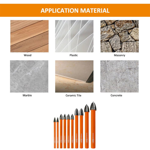 Carbide Tip Drill Bit-BGTEC Wood Drill Bits, 10pcs Round Shank Hard Alloy Drill Bits for Wood Plastic Masonry