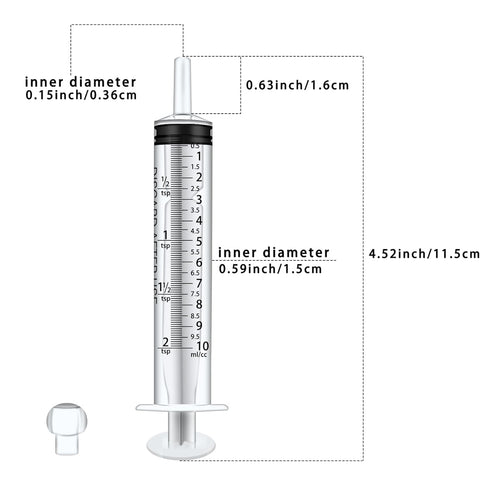 10pack 10ml Plastic Syringes with Measurement for Feeding Pets ,Liquid Scientific Labs,Watering,Dispensing Lip-gloss, without Needle with Cap