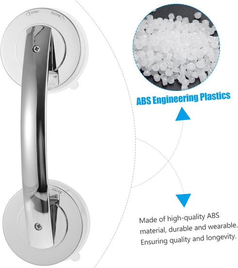 2pcs NUOBESTY Silver Bathroom Suction Grab Bars Heavy-Duty Plastic Door Handles for Seniors Easy Installation