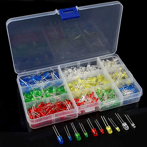 500Pcs 10 Values 3mm and 5mm Light Emitting Diodes Assorted Kit for Lighting Bulbs and Lamps
