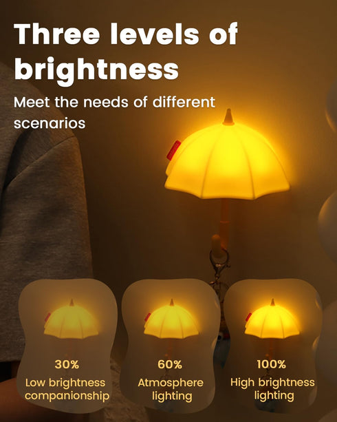 joyful xinghai Kids Night Light Umbrella, Silicone Tap Control Magnetic Bedside Lamp with Time Auto-Off, Cute Portable