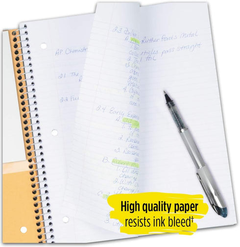 Five Star Spiral Notebooks, 1 Subject, 100 Sheets, Wide Ruled Paper, 3 Pack, Red, Black, Blue