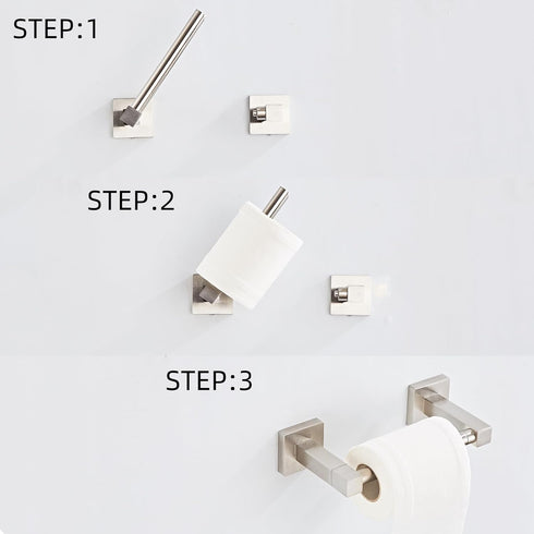 Wall Mount Toilet Paper Holder, Brushed Nickel Bathroom Double Post Pivoting Square Holder for TP, RV Paper Towels