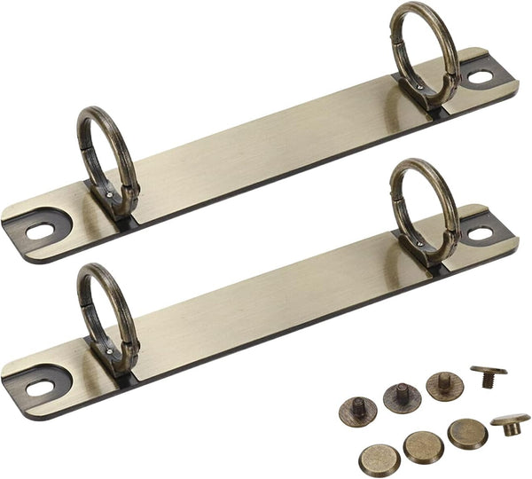 Semetall 2pcs A7 Notebook 2-Ring Binder Mechanism, Metal Loose Leaf Binders Ring Clips, Replacement Kit, Bronze