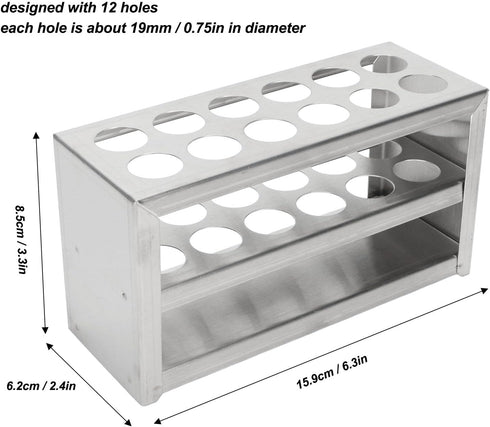 Tube Rack, 0.75in 12 Holes 3 Tiers Stainless Steel Test Tube Holder for Classroom, Lab School Scientific Experiments