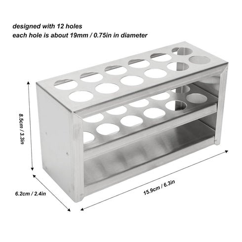 Test Tube Rack, 12 Holes, 3 Tiers Metal Stainless Steel Holder for Laboratory Scientific Experiments