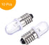 MECCANIXITY E10 Screw Base LED Bulb, DC 6.3V 0.25W Round Top Mini Spot Light, Warm White, Pack of 10