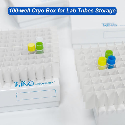 Cardboard Cryogenic Lab Freezer Box, 100-Well Microtube Storage Box, Plastic Coating, Pack of 5