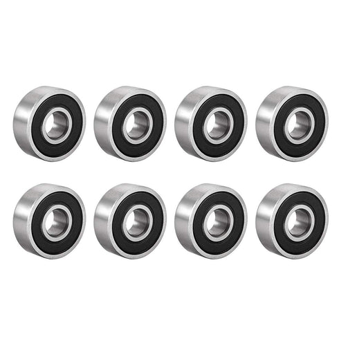uxcell 606-2RS Deep Groove Ball Bearing 6mm x 17mm x 6mm Double Sealed High Carbon Steel Z1, 8pcs