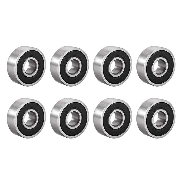uxcell 606-2RS Deep Groove Ball Bearing 6mm x 17mm x 6mm Double Sealed High Carbon Steel Z1, 8pcs
