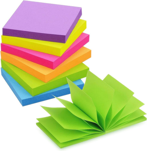 Pop Up Sticky Notes 3x3 inch, 12 Pads/Pack, 100 Sheets/Pad, Total 1200 Sheets in Bright Colors