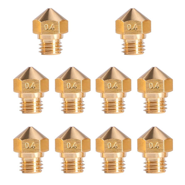 MK10 Nozzle for 3D Printer - M7 Thread Brass Extruder Head Hotend Nozzle 1.75mm Filament (10pcs MK10 0.4mm Nozzles)