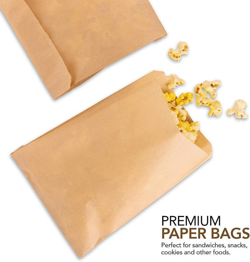 (200 Pack), Commercially Paper Sandwich Bags Kraft Brown Compostable Food Grade Unbleached Kraft Paper for Bakery