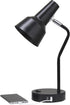 LD1072-BLK 15.2" Simple Designs Sleek Essentials Metal Cone Shade Desk Lamp with Adjustable Shade and Dual USB Ports