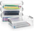 BTSKY 4 Pack Extra Large Capacity Plastic Pencil Box, Stackable Translucent Clear Storage Organizer for Office Supplies