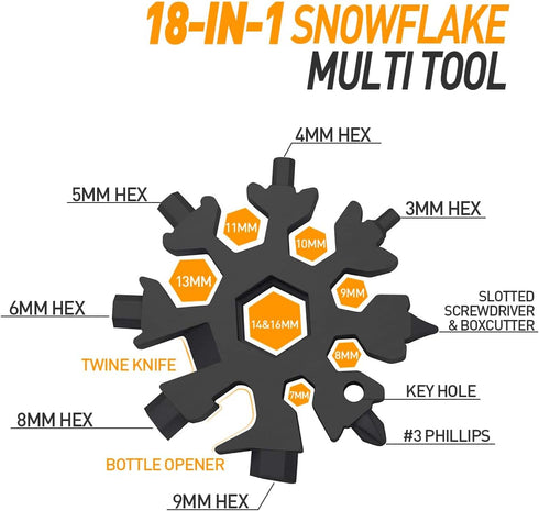 18-in-1 Gifts for Men, Snowflake Multitool, Anniversary Birthday Gifts for Men Husband Him, Father Day Gift for Camping