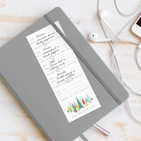 Modern Holiday Gift Checklist Set of 3 Colorful Christmas Note Pads, 3" x 8", 50 Sheets Per Pad, Made in USA