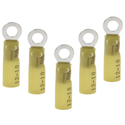 Hordion 100pcs Heat Shrink Ring Terminals #10 AWG 12-10, Waterproof Insulated Electrical Connectors for Automotive