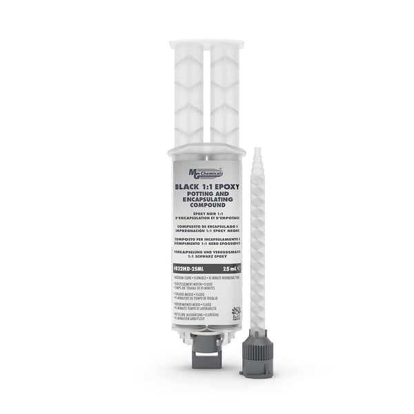 MG Chemicals 832HD Black 1:1 Epoxy Encapsulating and Potting Compound, 25 milliliters Dual Dispenser