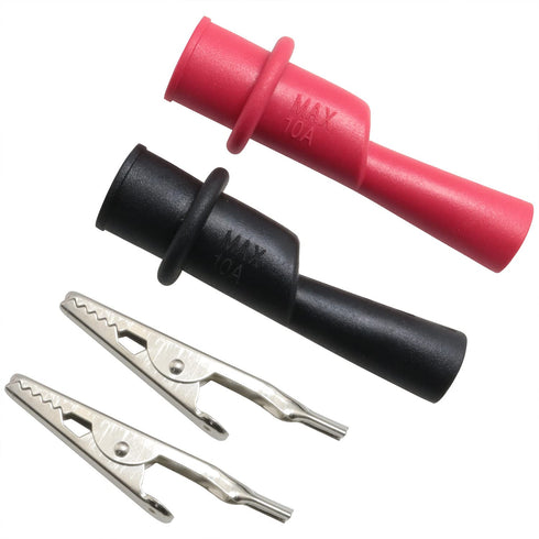 8PCS Multimeter Alligator Clips Set, Test Probe Push On Alligator Clips Crocodile Clamps for Test Leads, 4 Pieces Red +4 Pieces Black (MACTPPC-R-B-8)
