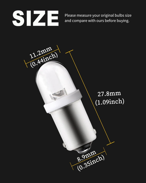 Qasim 6V BA9S Pinball LED Light Bulb, Pack of 10, for Arcade Machines, Vintage Radio Light, White