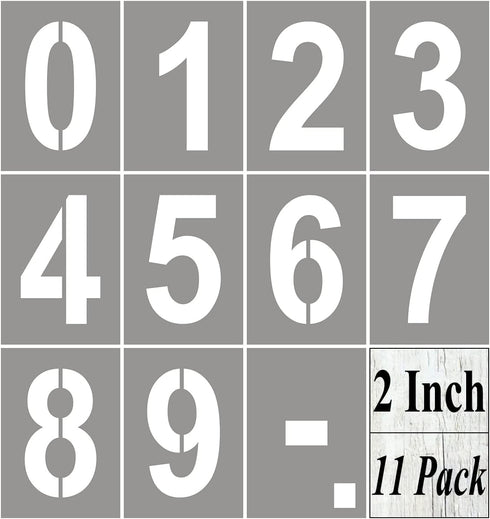 2 Inch Large Number Stencils for Painting - 11 Pack Reusable Templates for Curb Address, Crafts, and Wall Art