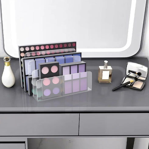 Clear Acrylic File Organizer, 4 Sections File Holder Sorter for Office Desk, Mail Letter Book Electronics Makeup