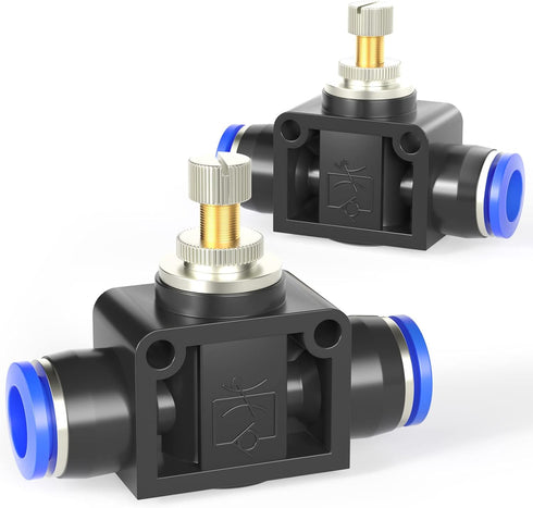 TAILONZ PNEUMATIC Air Flow Control Valve with Push-to-Connect Fitting, 6MM Tube OD SCF-6 (Pack of 5)
