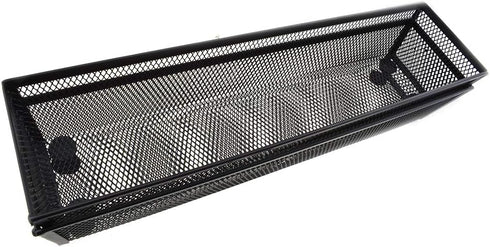 HAHIYO Stackable Mesh Tray Cup, 12 x 3 x 2 inches, Sturdy Container for Desk Drawer Organizer (2 Pack, Black)