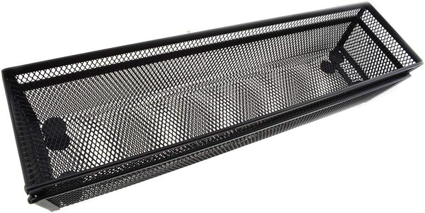 HAHIYO Stackable Mesh Tray Cup, 12 x 3 x 2 inches, Sturdy Container for Desk Drawer Organizer (2 Pack, Black)
