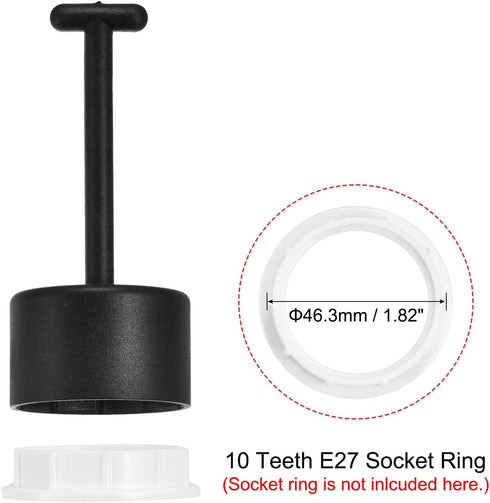 MECCANIXITY 3 Pack T Type E26/E27 Socket Ring Removal Tool for Medium Base Light Replacing Accessories Black Plastic