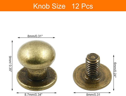 12pcs 0.31" x 0.39" Mini Drawer Pulls, Round Cabinet Knobs Handles Pulls for Dresser Closet Chest Drawer Wooden Jewelry Box Cases, Antique Bronze by Biaungdo