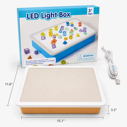 RANGRANGMANJIA 16" 10 3 LED Light Table for Toddlers with Brightness Levels & Color Modes, Durable Portable Light Box