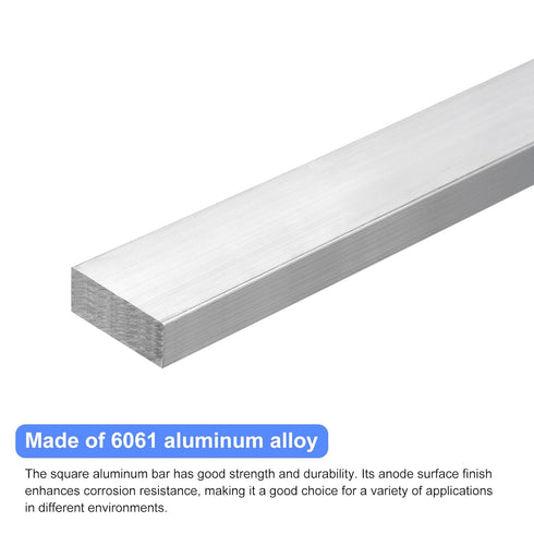 uxcell Square Aluminum Flat Bar, 9/16" Thick, 1.6" Width, 10" Length, 6061 Aluminum Flat Plate for Industrial Building