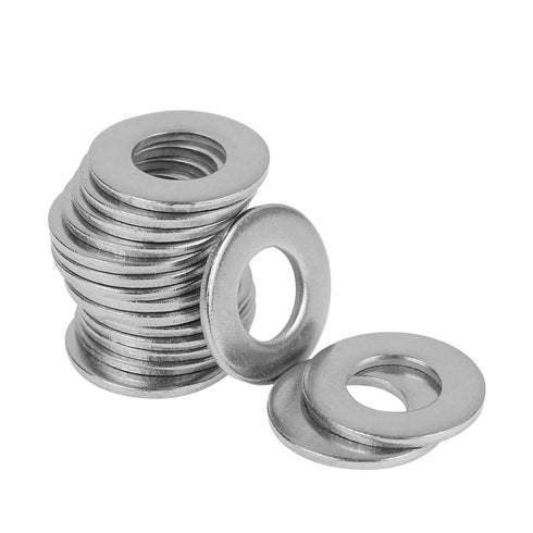 1/4 Inch Flat Washer - 304 Stainless Steel Flat Washers, 100 Pieces