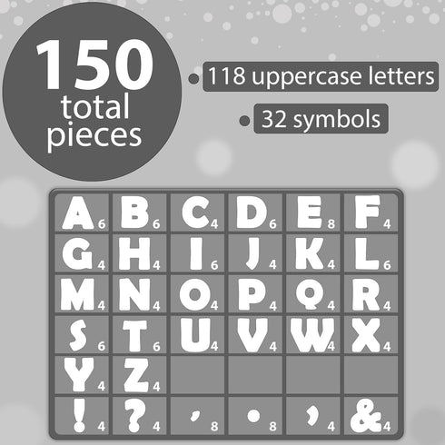 Qyeahkj 150 PCS Large 7" Font Bulletin Board Letters and Punctuation Cutouts, Pure White Border Decoration
