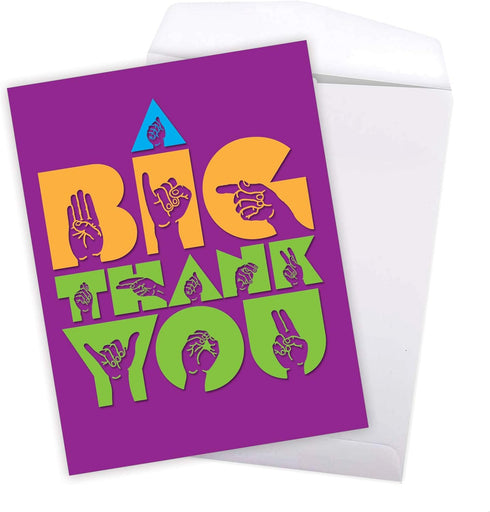 The Best Card Company – 1 Jumbo Big Sign Language Thank You Greeting Card (8.5 x 11 Inch) - Extra Large Thanks Card