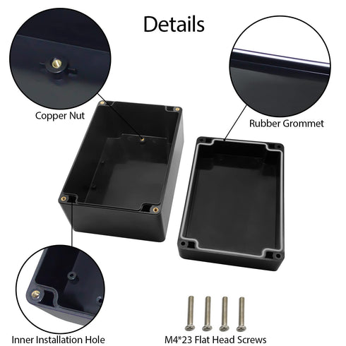 LeMotech Electrical Box, IP65 Waterproof ABS Plastic Project Box, Universal Enclosure for Electronics, Black