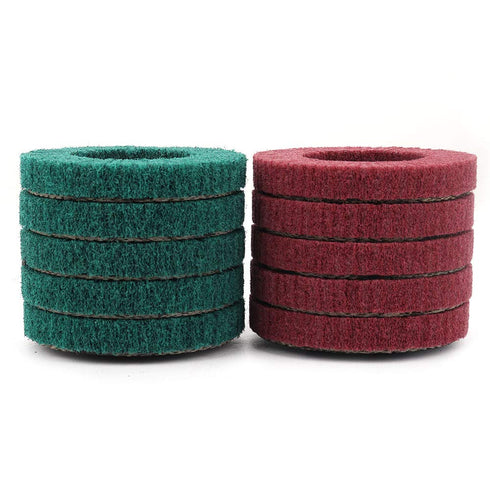 NUODUN 10Pcs 180/320 Grit Nylon Fiber Flap Disc - Metal Polishing Wheel for 4" Angle Grinder, Deburring and Rust Removal
