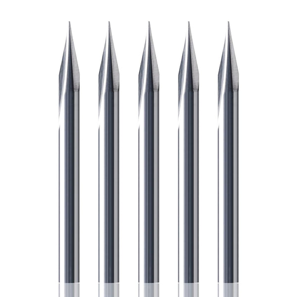 5PCS CNC Router Bits, 20 Degree 1/8 Shank, 2 Flutes, Engraving V Bits for Wood, Plywood, MDF, Stainless Steel