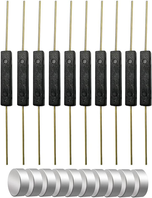 10pcs Plastic Reed Switch Normally Open (N/O) Magnetic Induction Switch with 10pcs Small Round Magnets