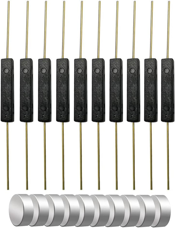 10pcs Plastic Reed Switch Normally Open (N/O) Magnetic Induction Switch with 10pcs Small Round Magnets