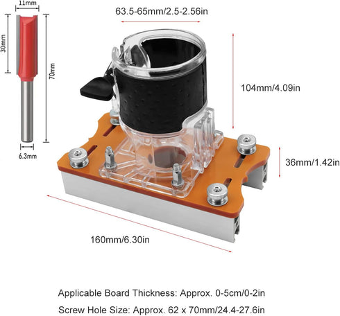 Espusta Trimmer 2 1 65mm Trimming Wood Router Base,Furniture Wood Router Base, Wood Router Slotting Bracket, in Compact