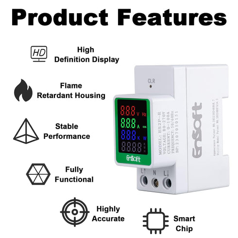 AC Digital Energy Meter, 80-270V, 100A Ampermeter Voltmeter Ammeter Voltage Tester with Built-in CT