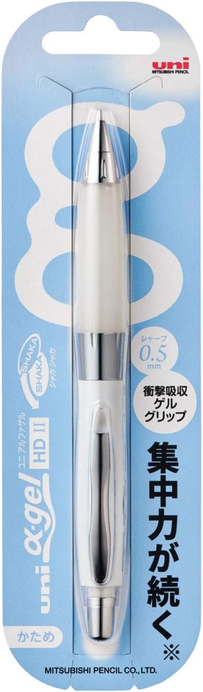 Uni Alpha-Gel Shaker 0.5mm Mechanical Pencil with Firm Grip, White (M5619GG1P.1)